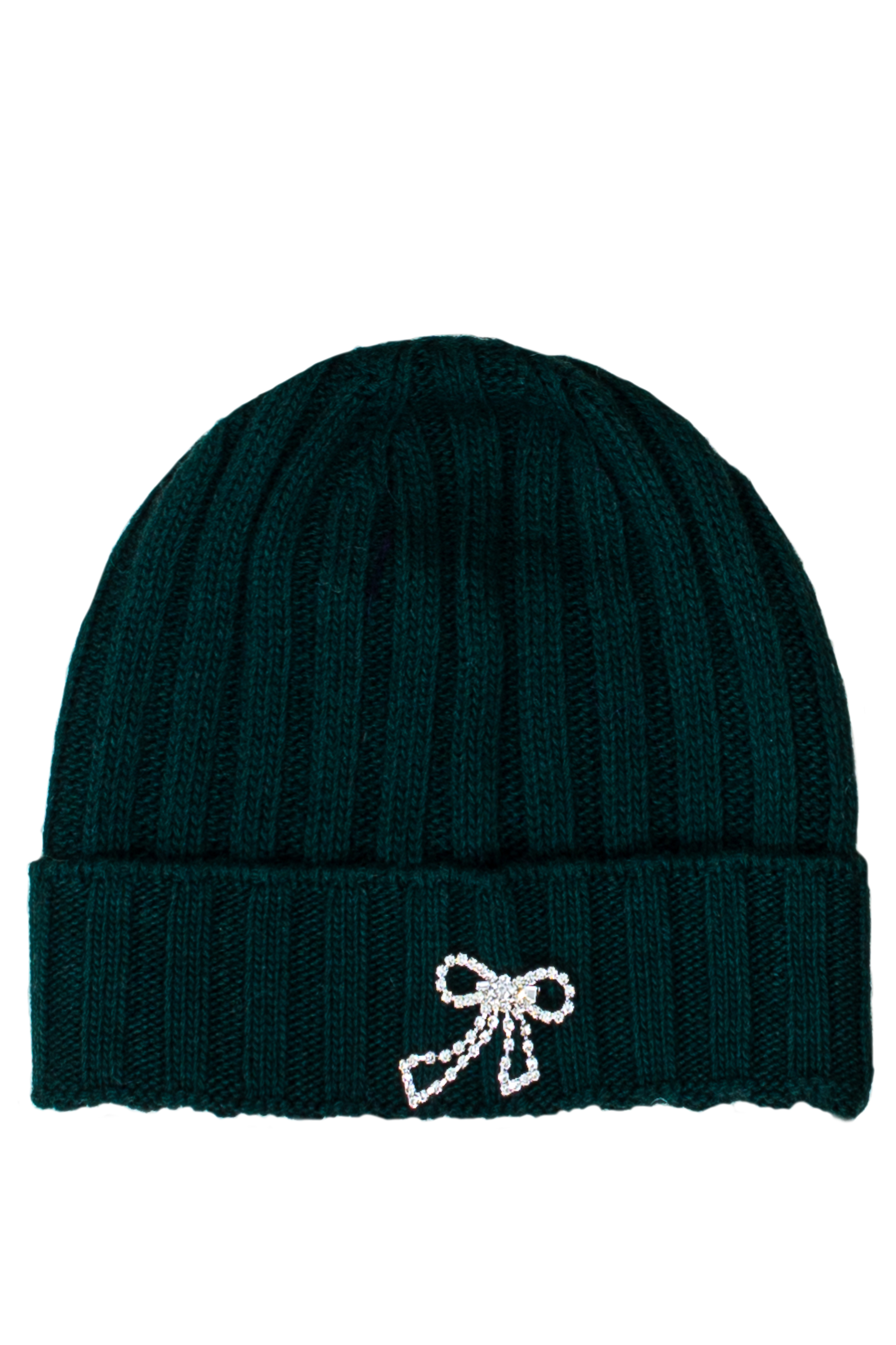 CAPPELLO MAGLIA CON FIOCCO GIOIELLO, TG UNICA - DARK GREEN